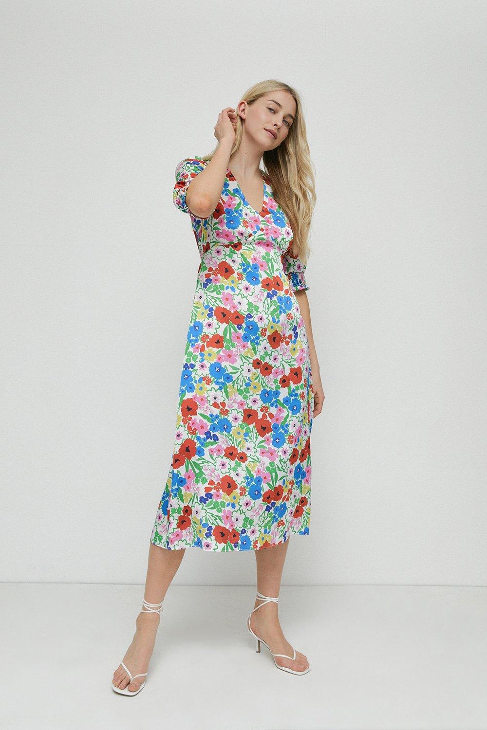 Petite Floral Midi Dress | Warehouse